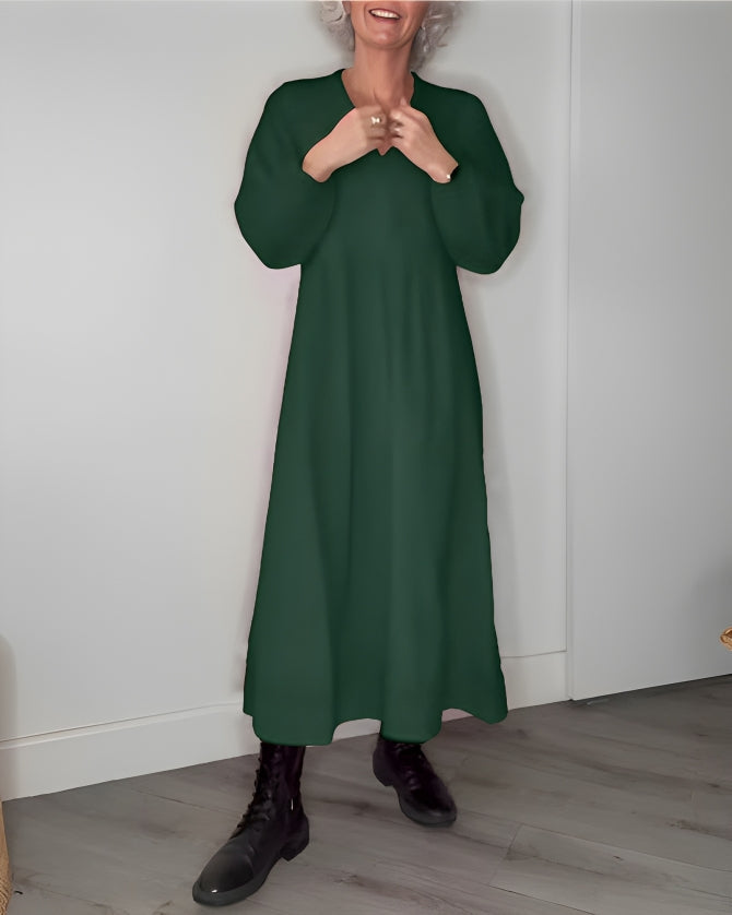 AMANDA – ROCHIE MAXI ELEGANTĂ CU MÂNECI LUNGI ȘI DECOLTEU ÎN V