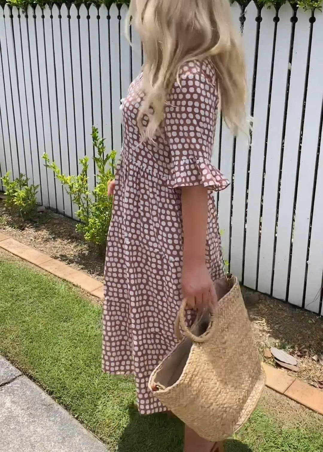Rebecca - Rochie Midi Casual Chic cu Mâneci Volănașe