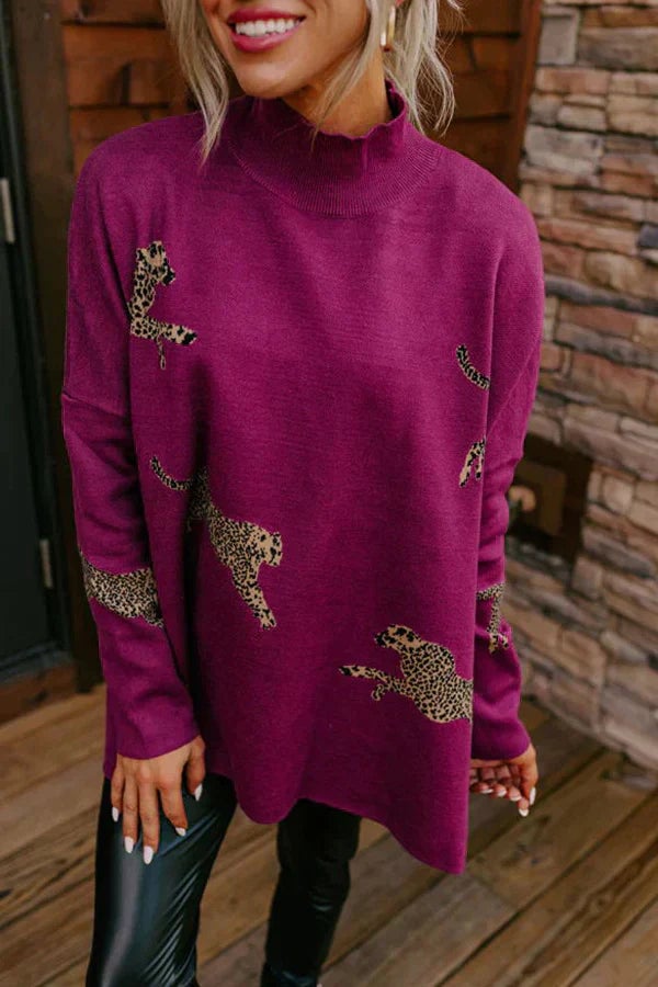VIDA – BLUZĂ CASUAL VINTAGE CU IMPRIMEU TIGRU ȘI LEOPARD