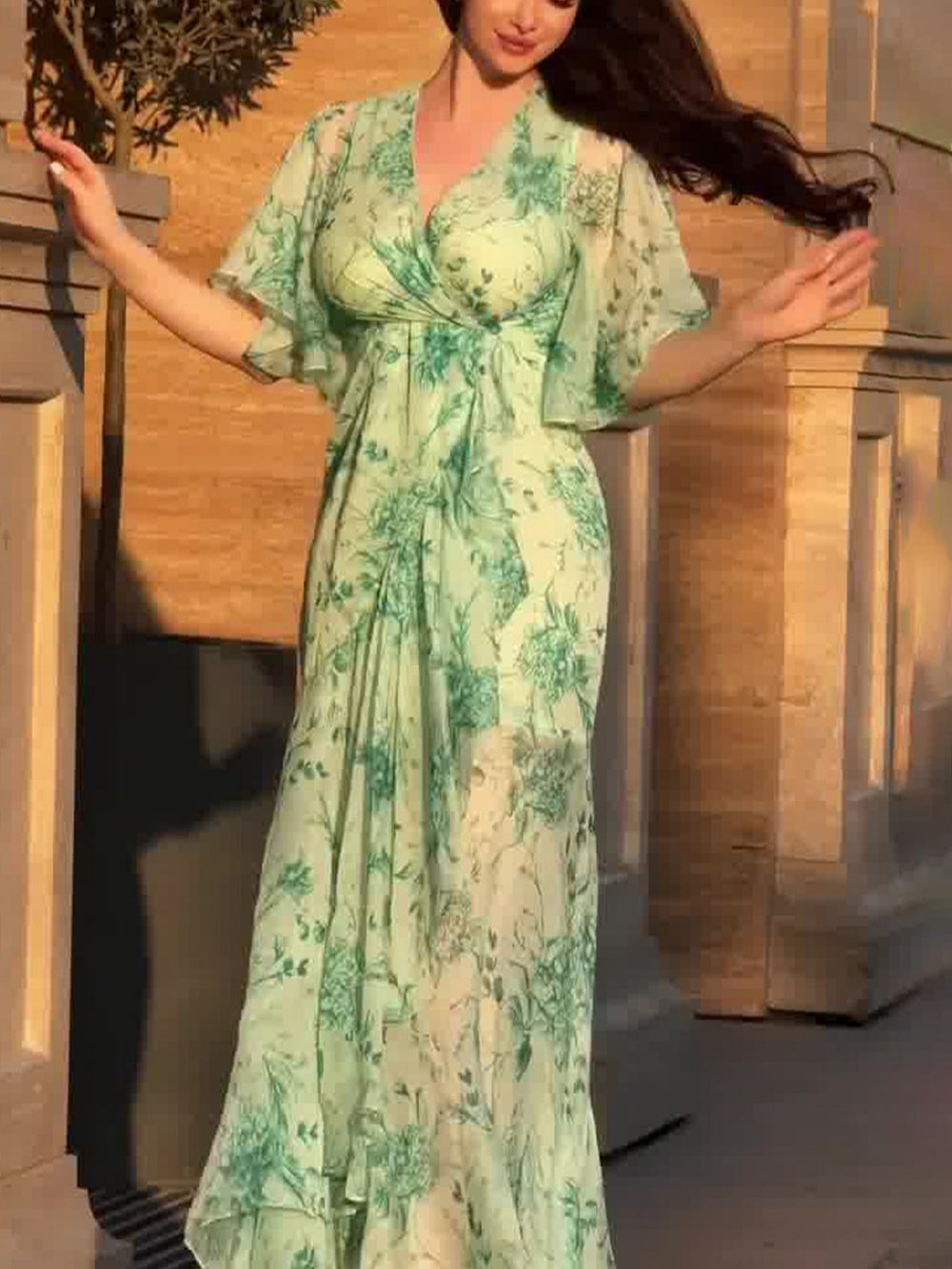 VIVIANA – ROCHIE MAXI ÎNVELIȘ CU ELEGANȚĂ ÎN FLORILE ÎN FLOR
