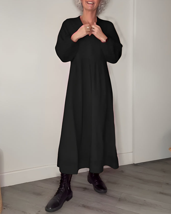 AMANDA – ROCHIE MAXI ELEGANTĂ CU MÂNECI LUNGI ȘI DECOLTEU ÎN V