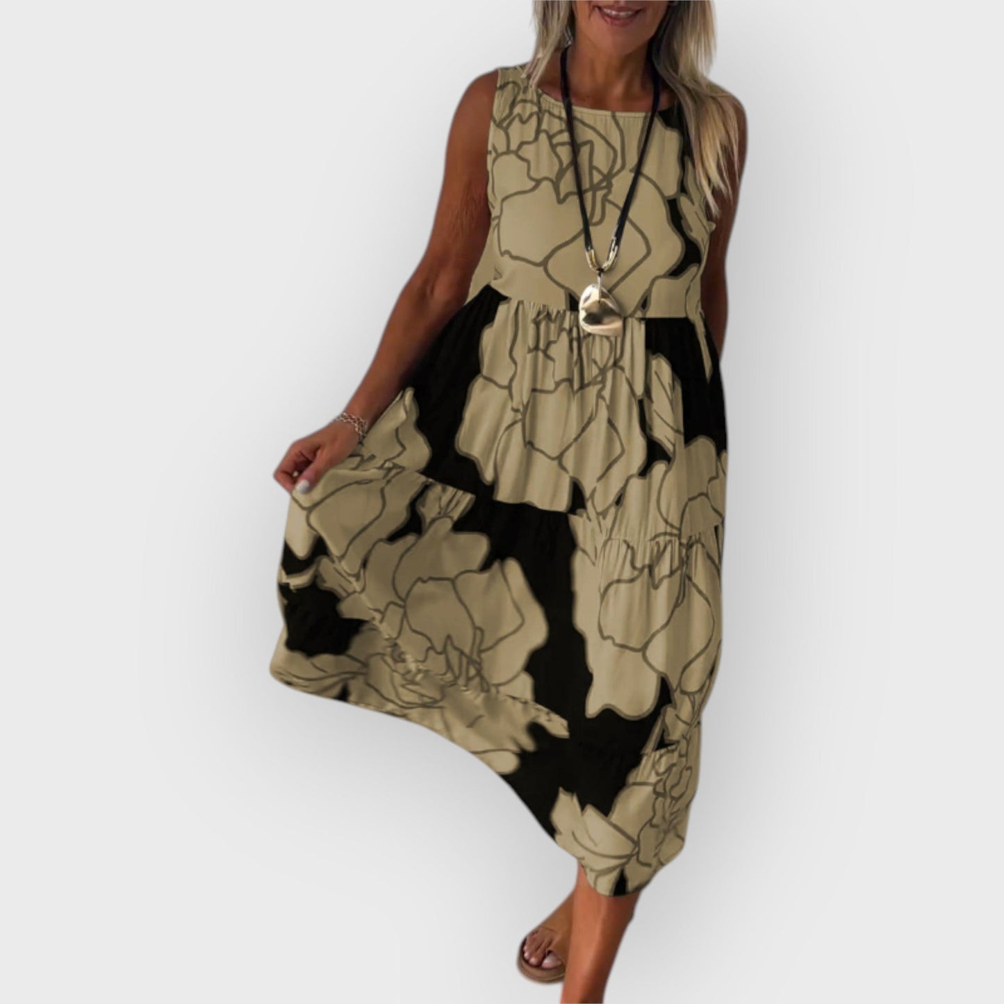 EVITA – ROCHIE FLORALĂ STILATĂ CU UMERI DESCOPERIȚI