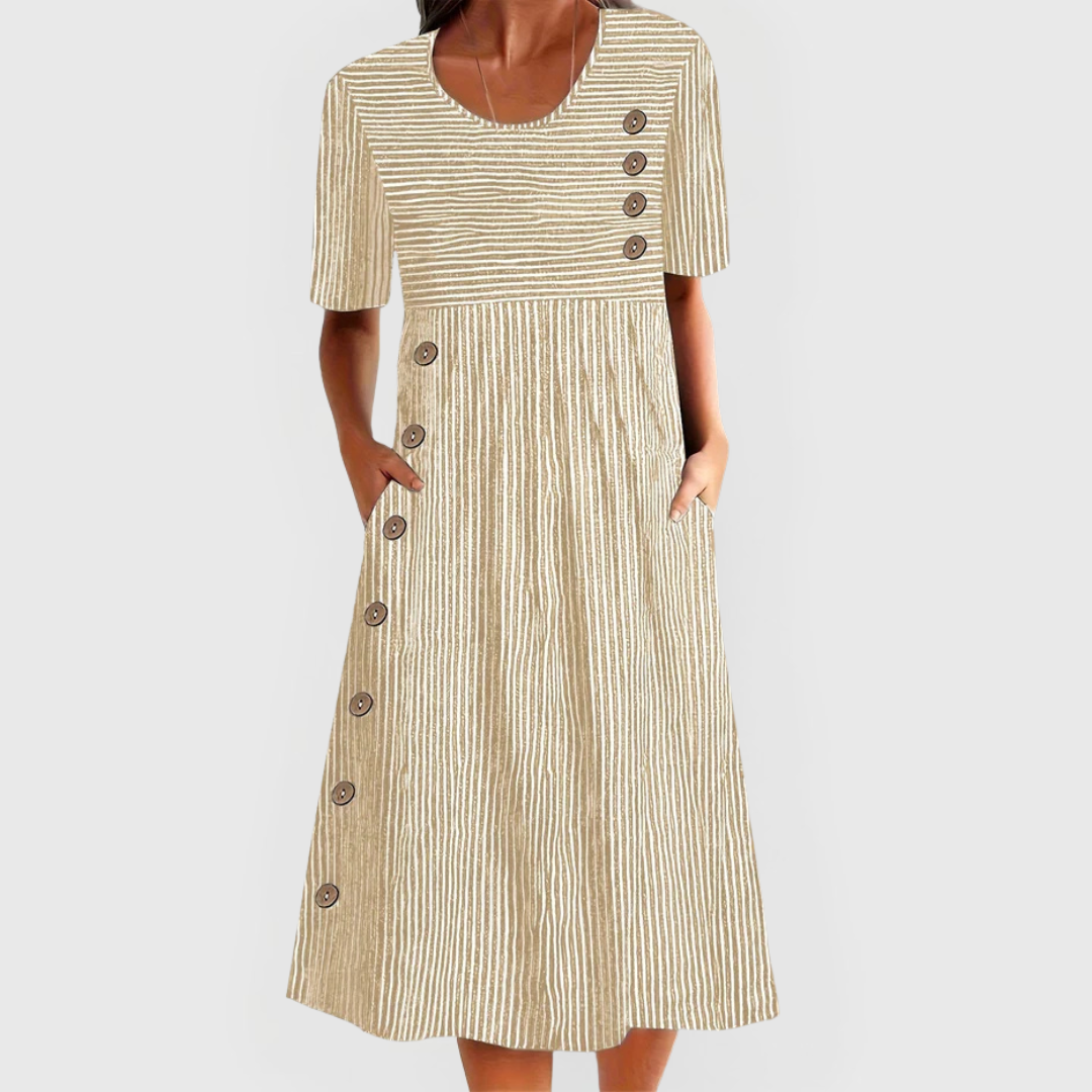CIELO – ROCHIE MIDI CU DUNGĂ ȘI BUTOANE DE ȚINUTĂ