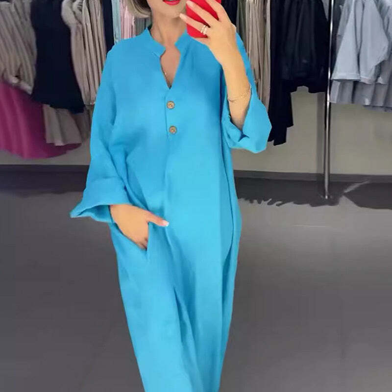 VALENCIA – ROCHIE LUNGĂ DIN CAMEȘĂ PENTRU FEMEI CU BUZUNARE