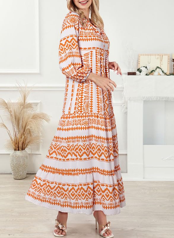 WINONA – ROCHIE MAXI GEOMETRICĂ BOHO CU MÂNECI PUFOS