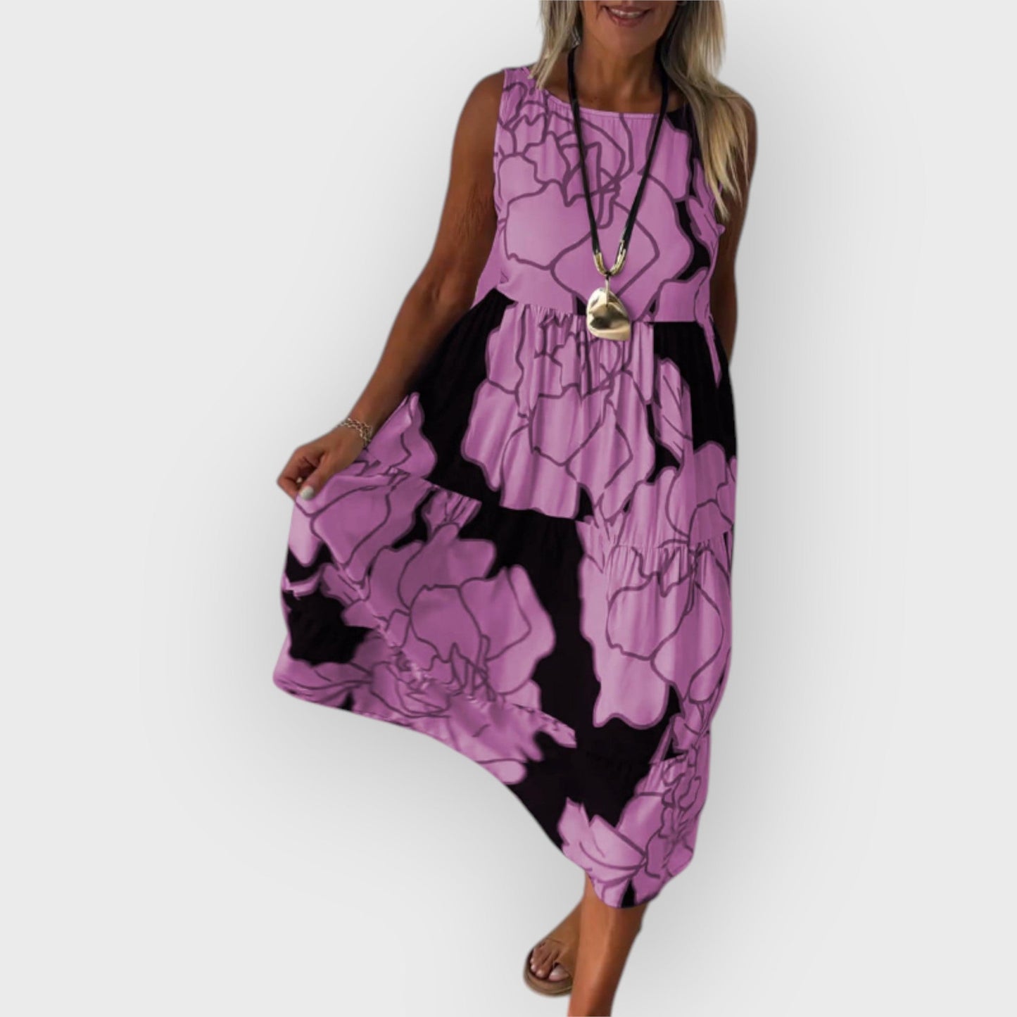 EVITA – ROCHIE FLORALĂ STILATĂ CU UMERI DESCOPERIȚI