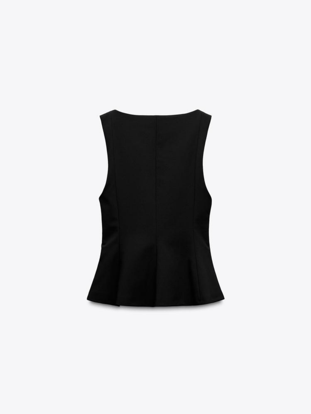 Top fără mâneci peplum cu guler pătrat, ajustat