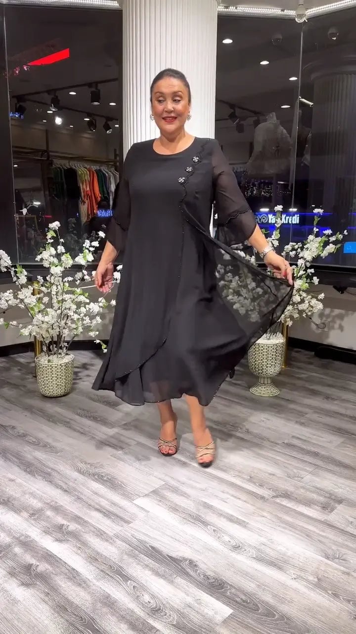 SAMARA – ROCHIE LARGĂ DIN CHIFFON DE CULOARE UNIFORMĂ PENTRU FEMEI