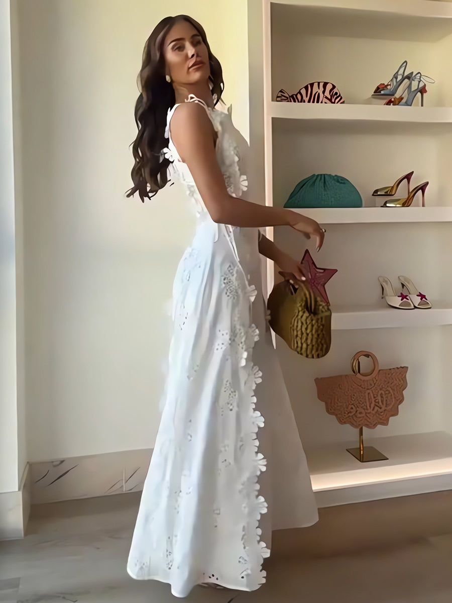 ELENA – ROCHIE MAXI BRODATĂ GARDEN WHISPER