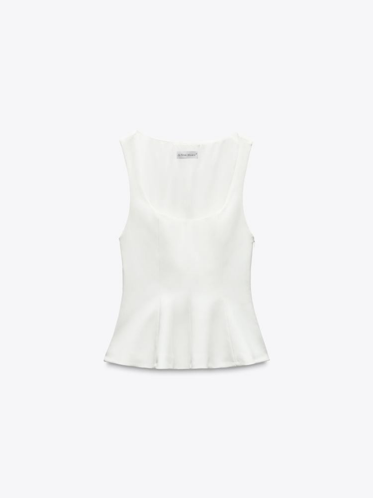 Top fără mâneci peplum cu guler pătrat, ajustat