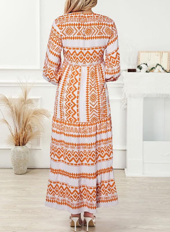 WINONA – ROCHIE MAXI GEOMETRICĂ BOHO CU MÂNECI PUFOS