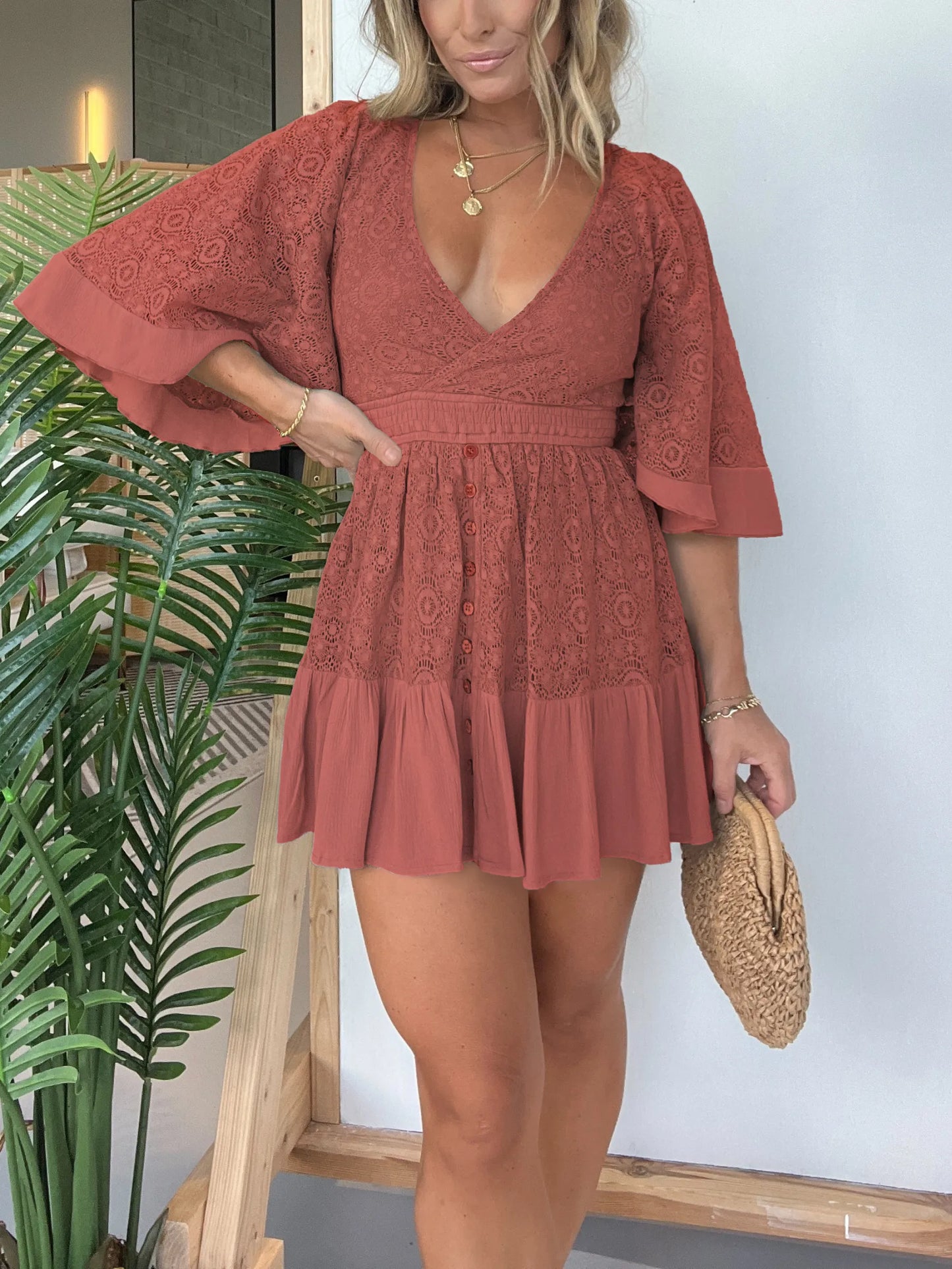 Lili - Rochie Salopetă din Dantelă Croșetată