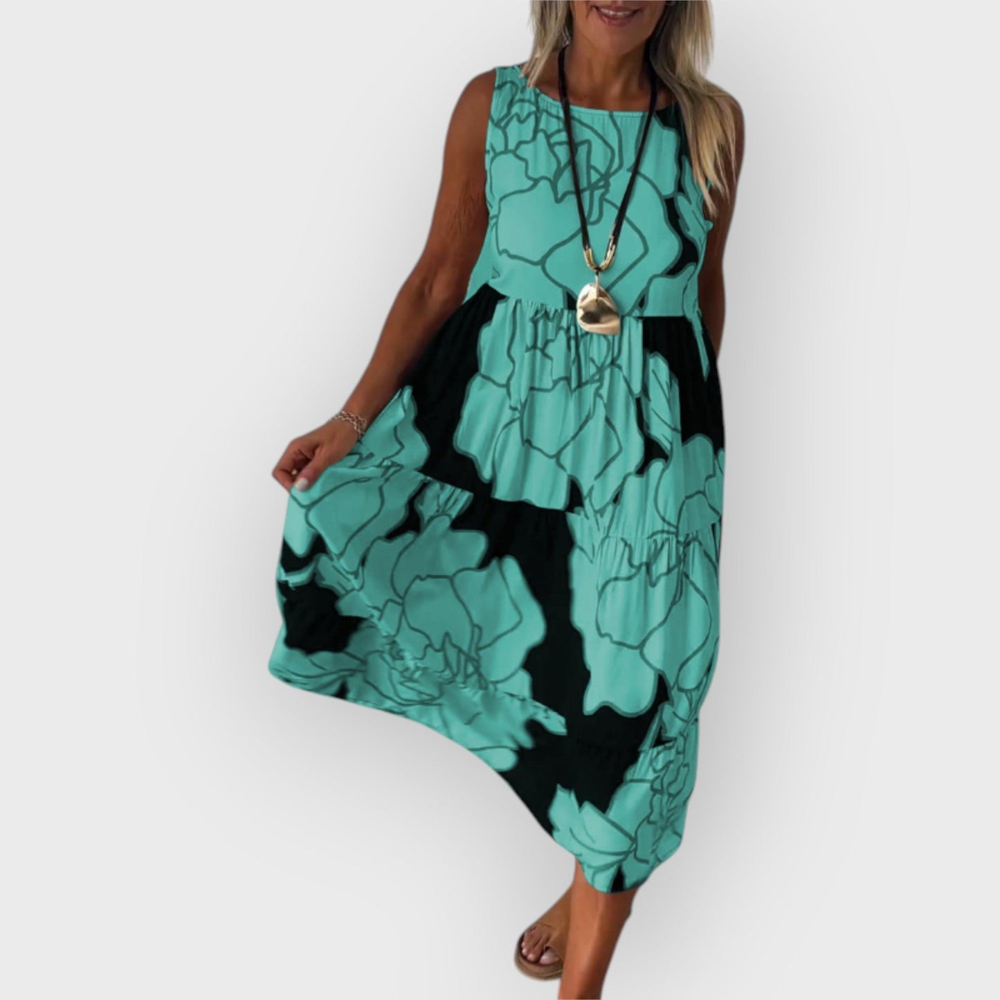 EVITA – ROCHIE FLORALĂ STILATĂ CU UMERI DESCOPERIȚI