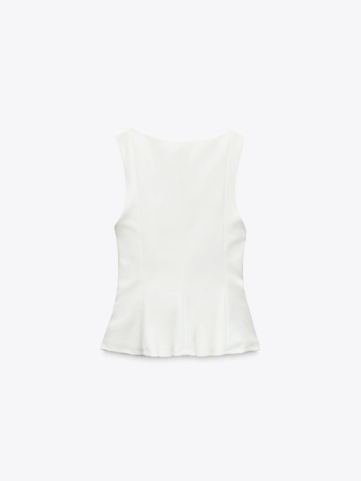 Top fără mâneci peplum cu guler pătrat, ajustat
