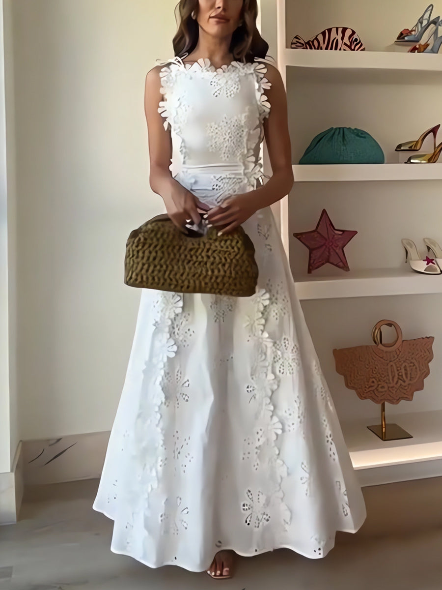 ELENA – ROCHIE MAXI BRODATĂ GARDEN WHISPER