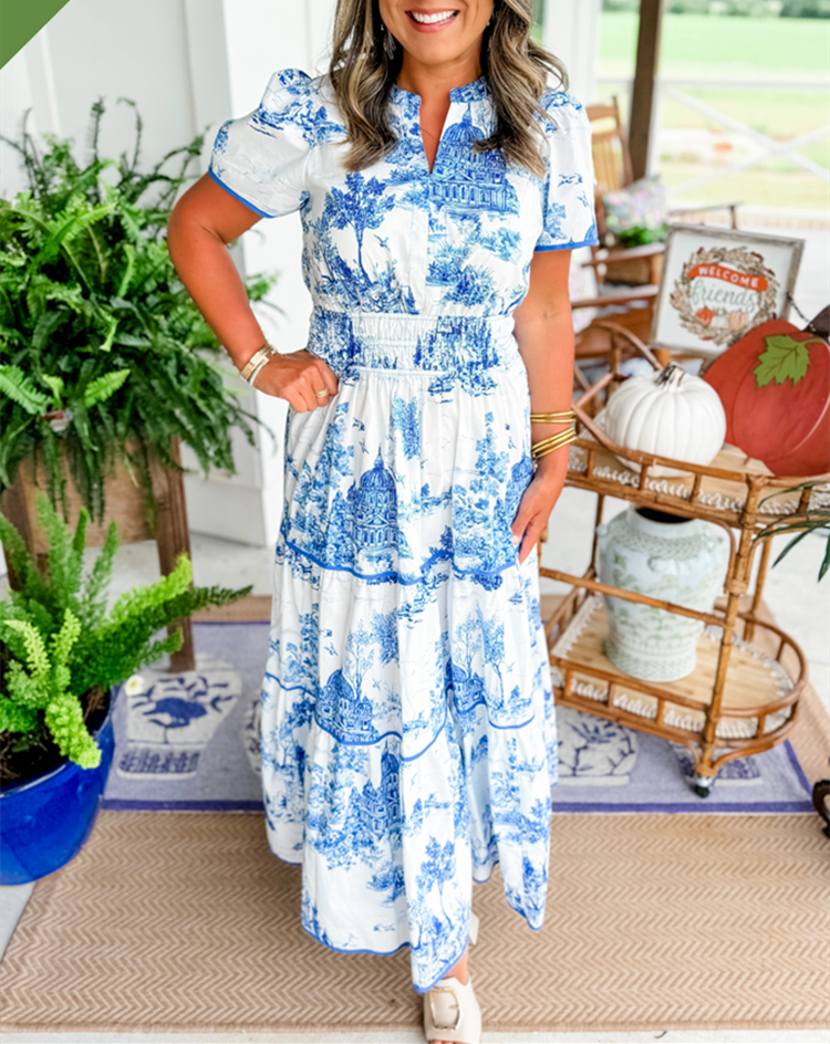 SAVANNAH – ELEGANȚĂ TIMPLESĂ ÎN ROCHIE MAXI CU VOLANE