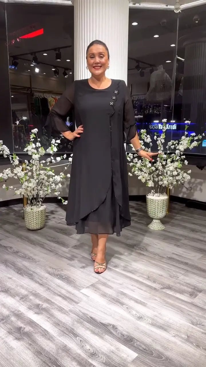 SAMARA – ROCHIE LARGĂ DIN CHIFFON DE CULOARE UNIFORMĂ PENTRU FEMEI