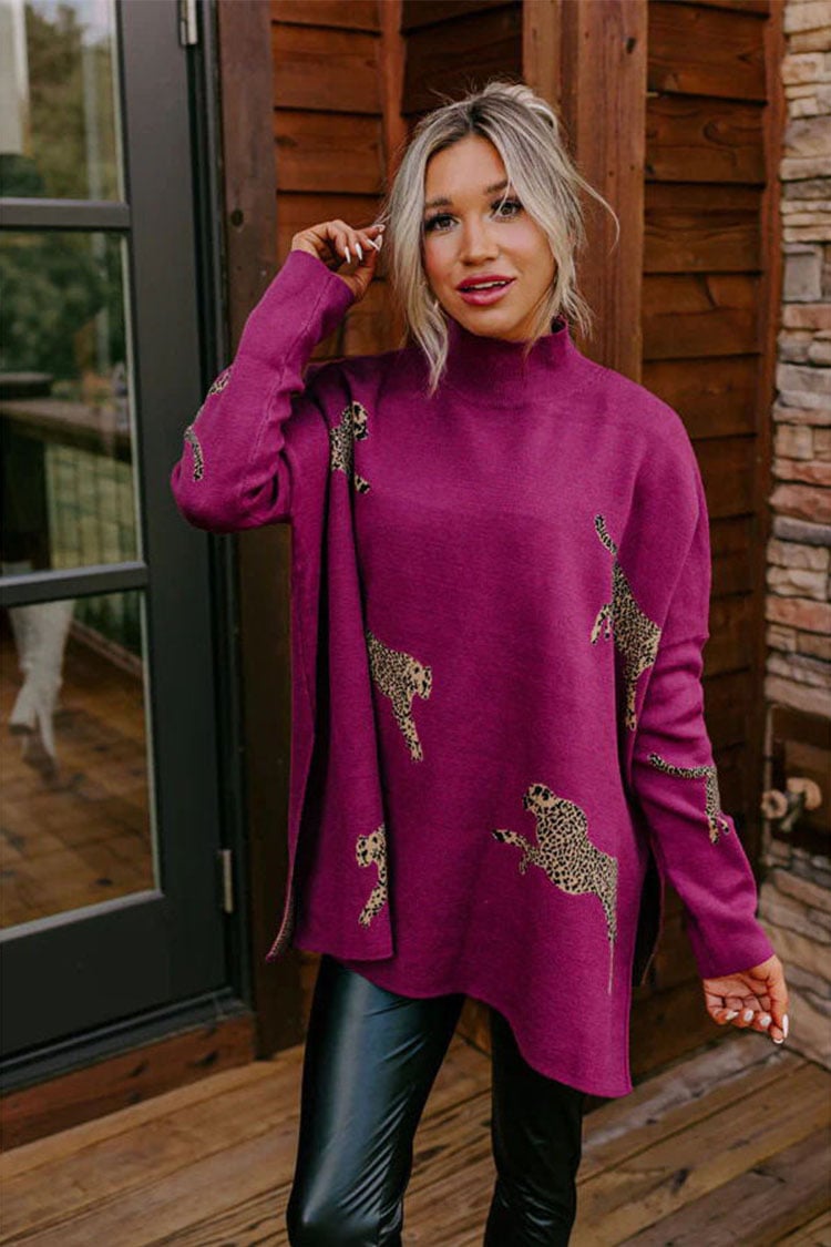 VIDA – BLUZĂ CASUAL VINTAGE CU IMPRIMEU TIGRU ȘI LEOPARD