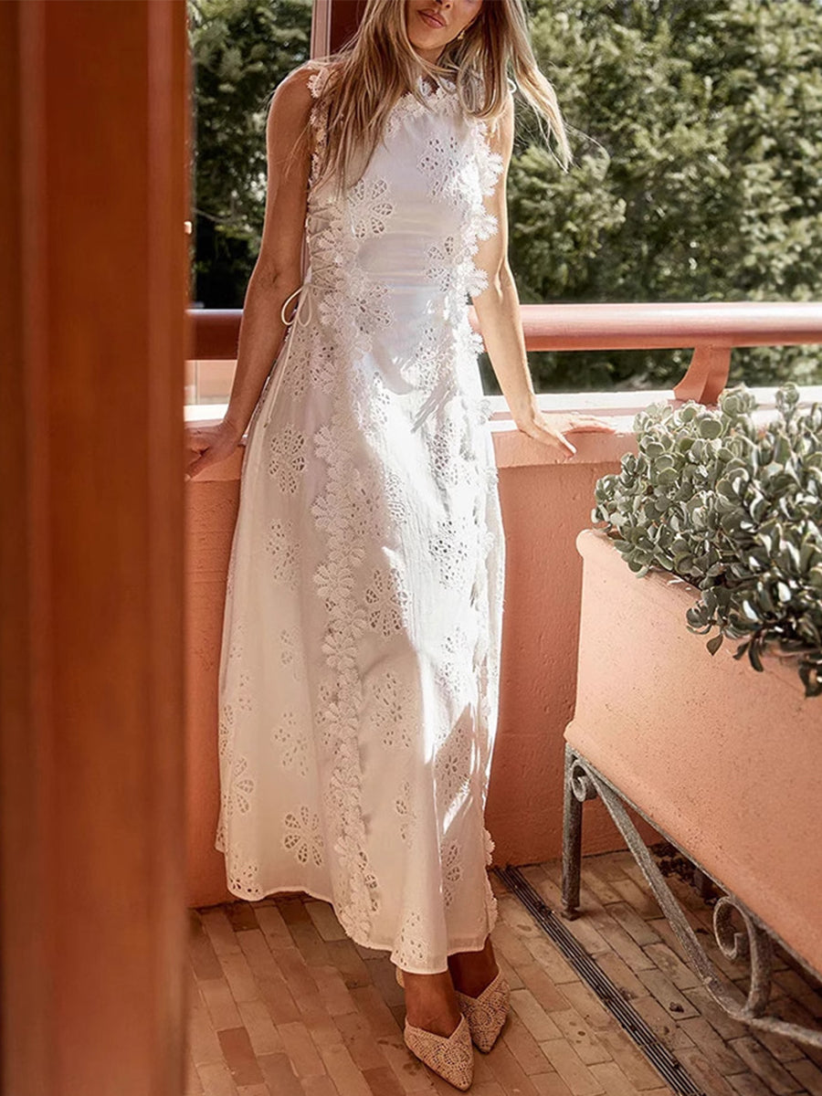 ELENA – ROCHIE MAXI BRODATĂ GARDEN WHISPER