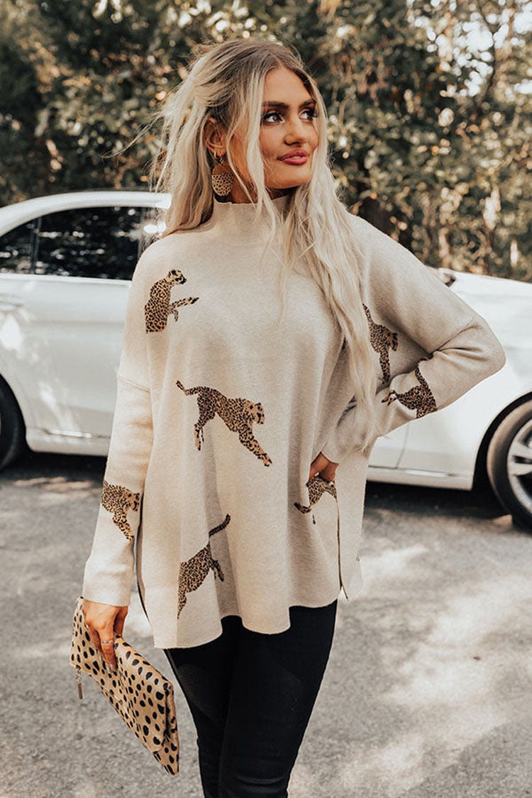 VIDA – BLUZĂ CASUAL VINTAGE CU IMPRIMEU TIGRU ȘI LEOPARD