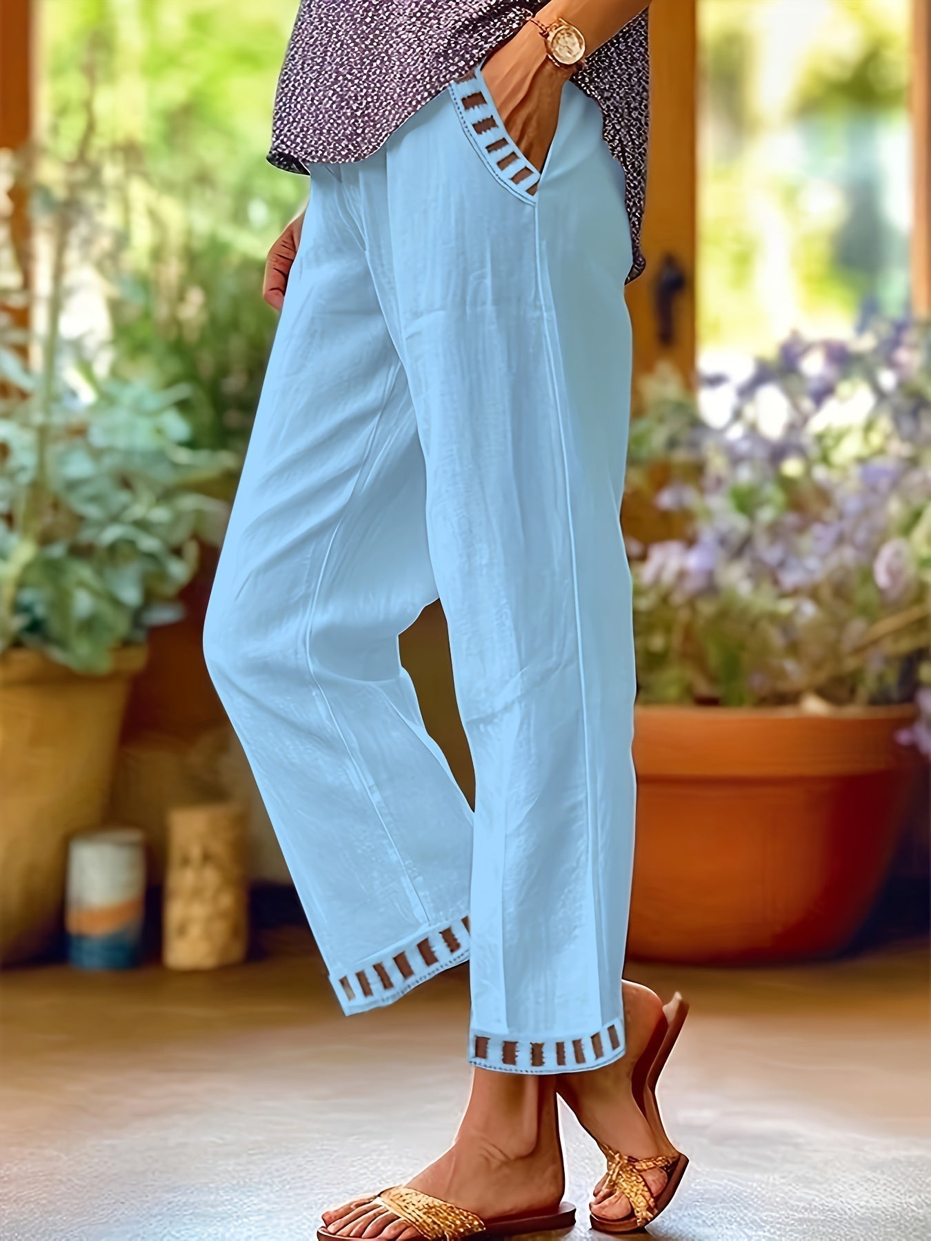 Wren – Pantaloni Croiți Relaxați cu Detalii Contrastante