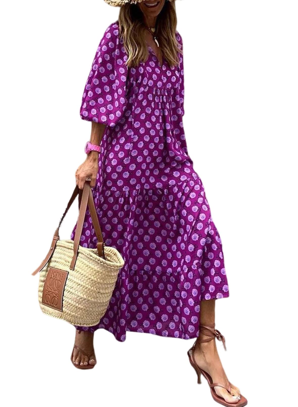 WINONA – ROCHIE MAXI GEOMETRICĂ BOHO CU MÂNECI PUFOS