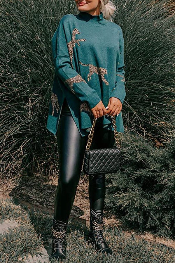 VIDA – BLUZĂ CASUAL VINTAGE CU IMPRIMEU TIGRU ȘI LEOPARD