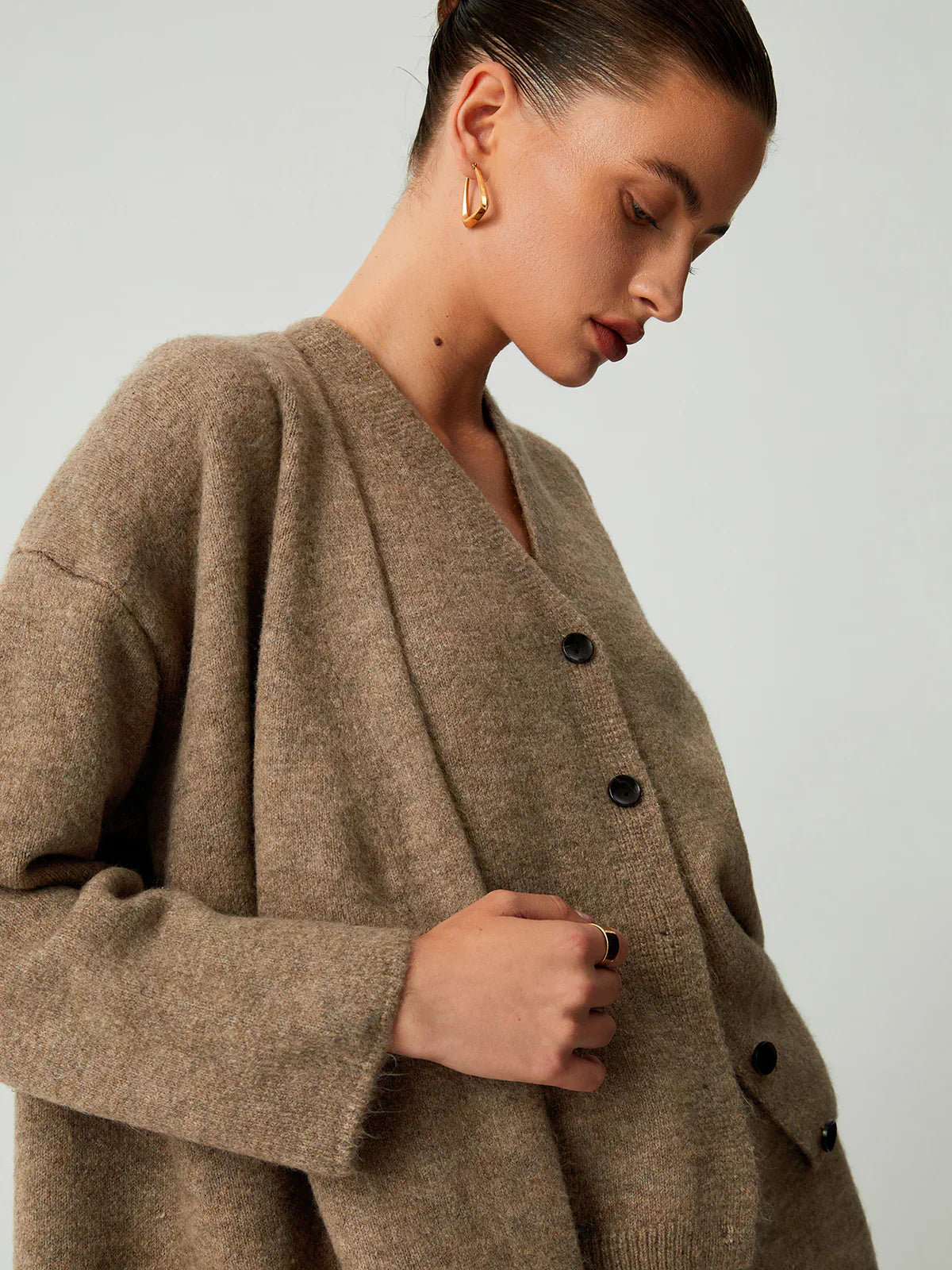 Set de trei piese cu cardigan lung și pantaloni casual