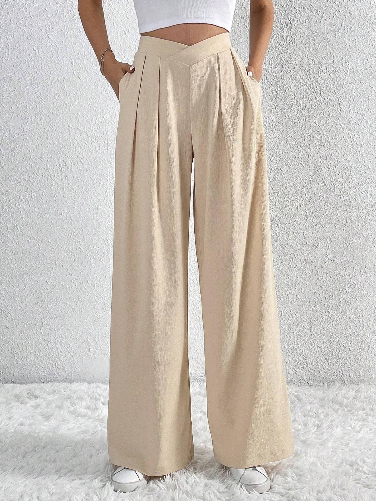 Pantaloni Largi Plisați Stil Old Money