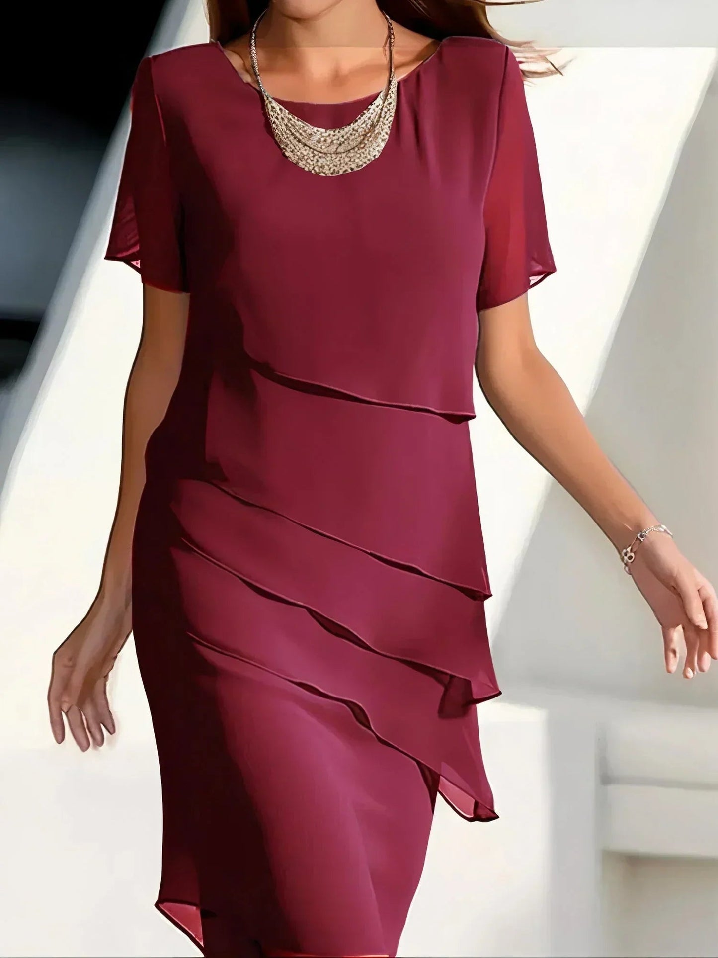 Sybil | Rochie Midi cu Mâneci Scurte