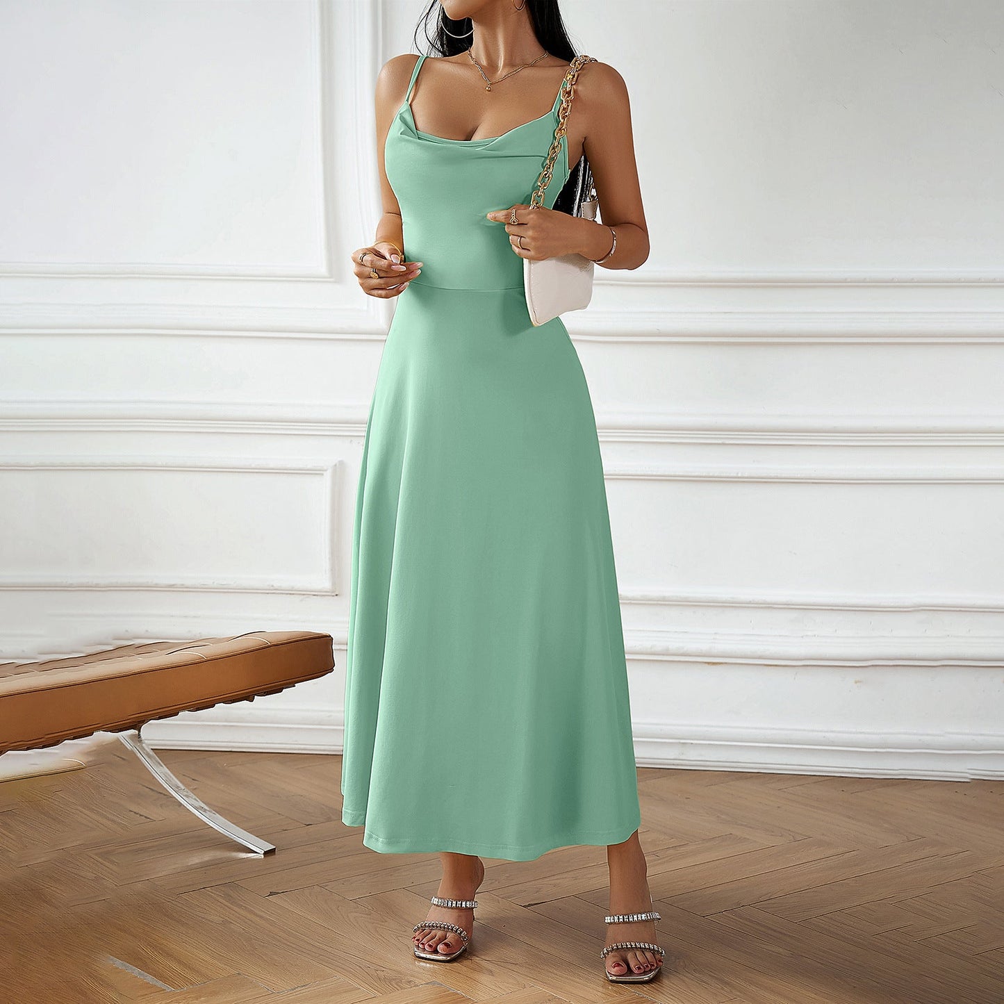Adina – Rochie lungă tip slip dress din mătase răcoritoare