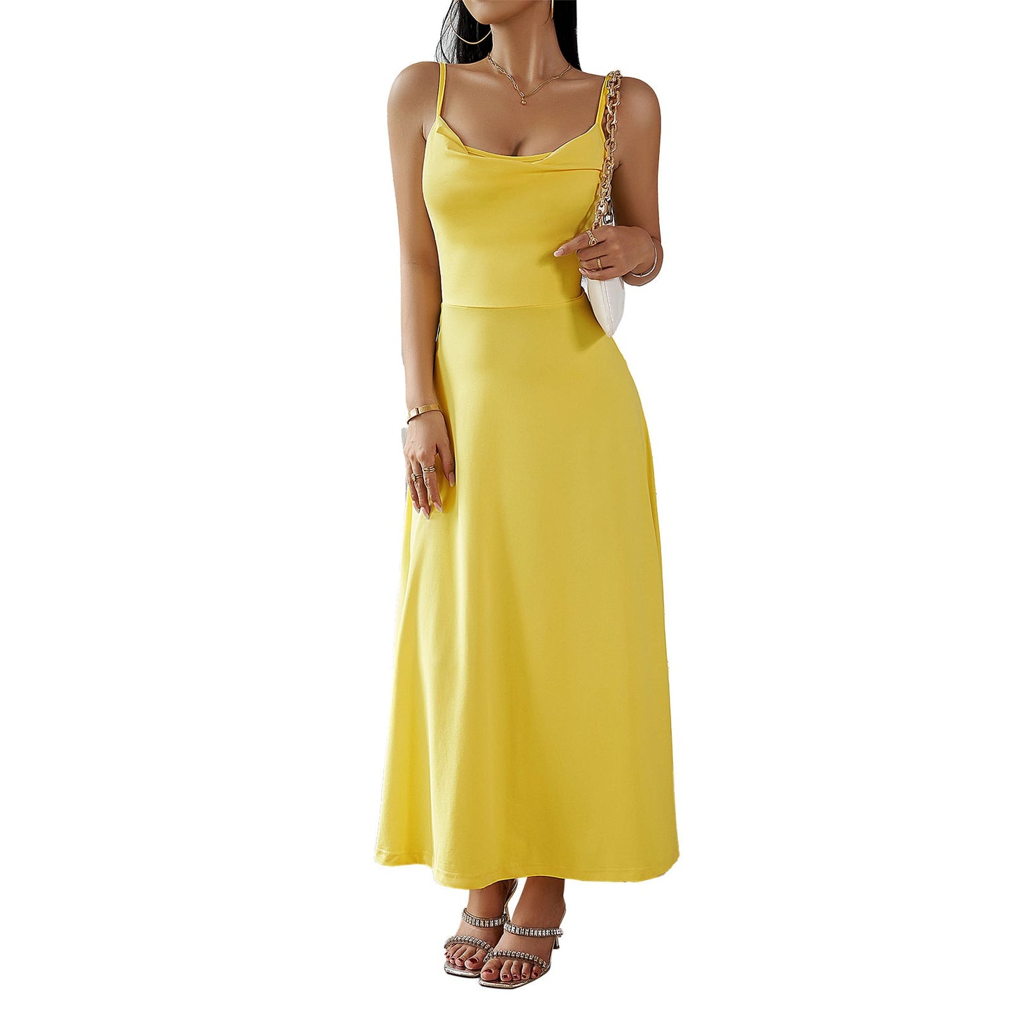 Adina – Rochie lungă tip slip dress din mătase răcoritoare