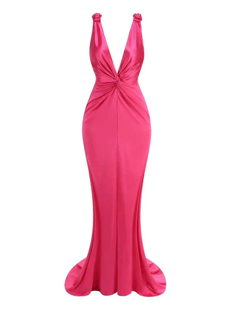 Zoey | Rochie Maxi Fără Mâneci cu Plisaje Subțiri