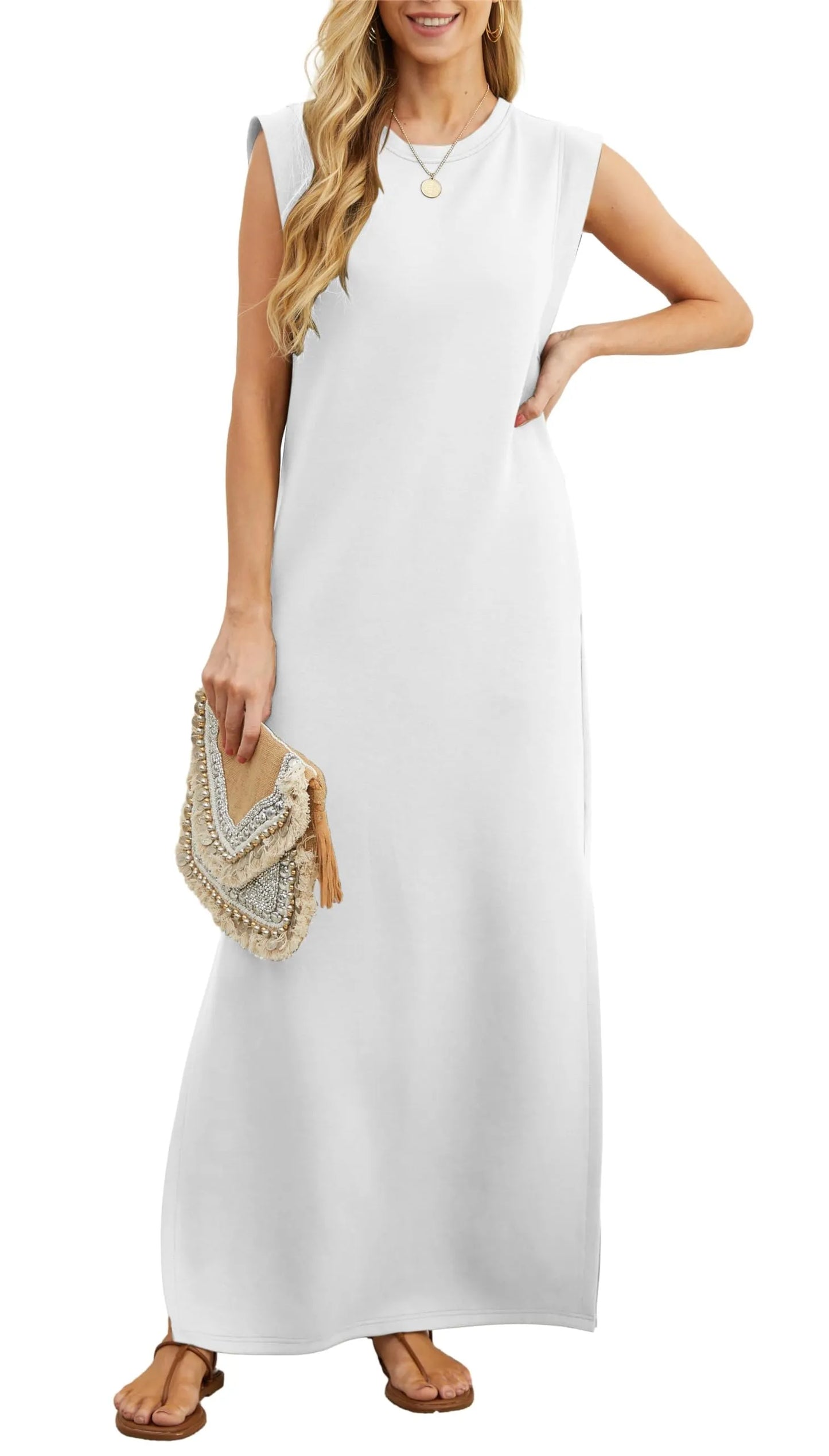 Laken - Rochie Maxi Relaxată cu Fendă