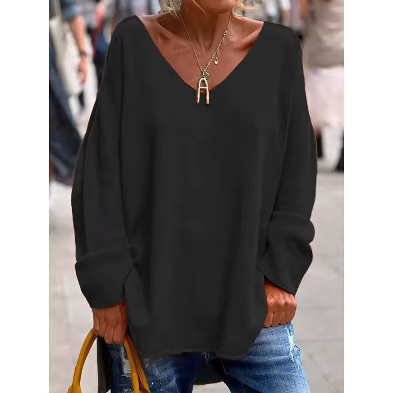 NORA - BLUZĂ CASUAL CHIC CU DECUPAJ ÎN V
