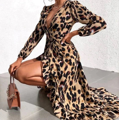 SELAH – ROCHIE MAXI CU PATRON LEOPARD PENTRU TOAMNĂ