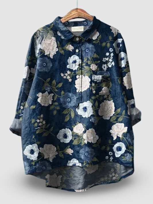 Oceana | Cămașă casual din bumbac cu imprimeu floral pentru femei