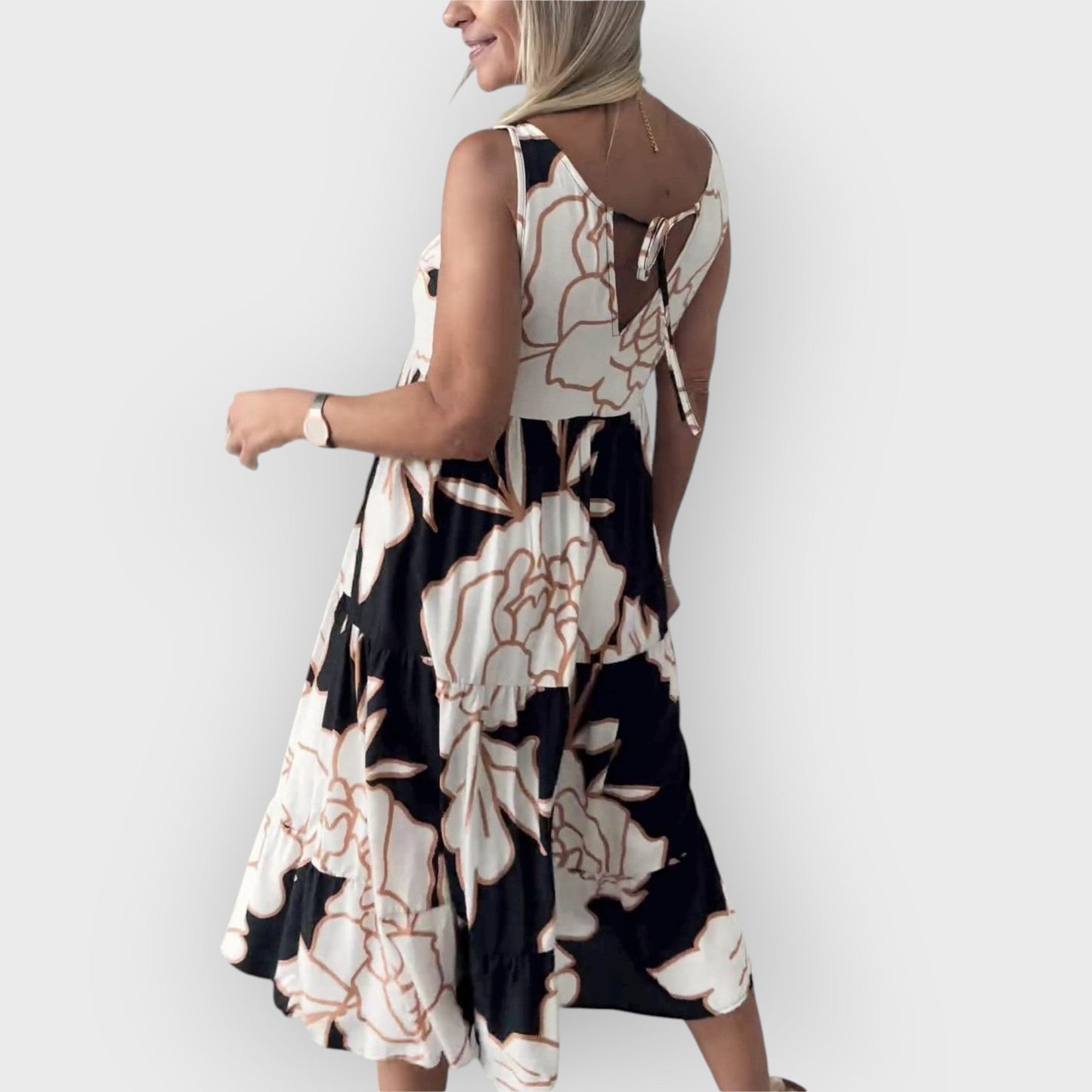 EVITA – ROCHIE FLORALĂ STILATĂ CU UMERI DESCOPERIȚI