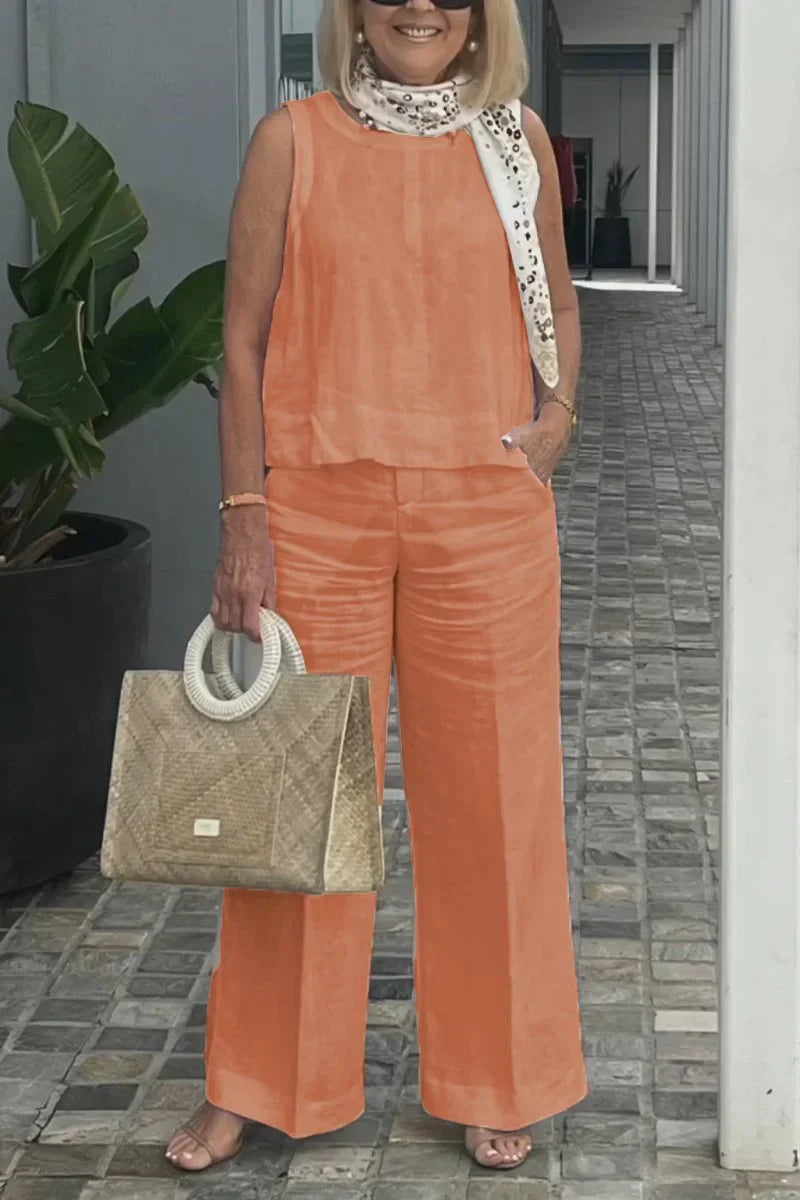 ZURI – COSTUM FĂRĂ MÂNECI DIN BUMBAC ȘI IN