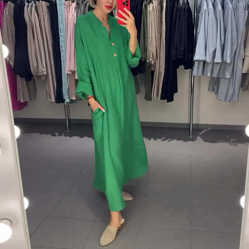 VALENCIA – ROCHIE LUNGĂ DIN CAMEȘĂ PENTRU FEMEI CU BUZUNARE