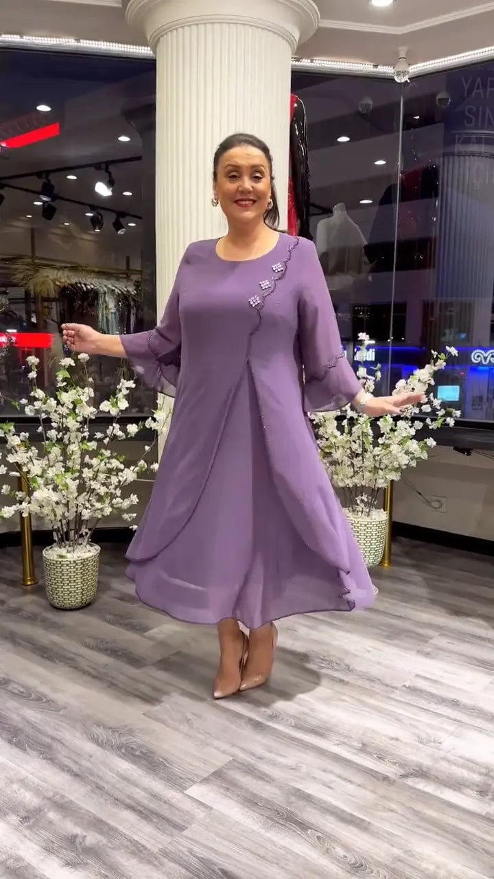 SAMARA – ROCHIE LARGĂ DIN CHIFFON DE CULOARE UNIFORMĂ PENTRU FEMEI