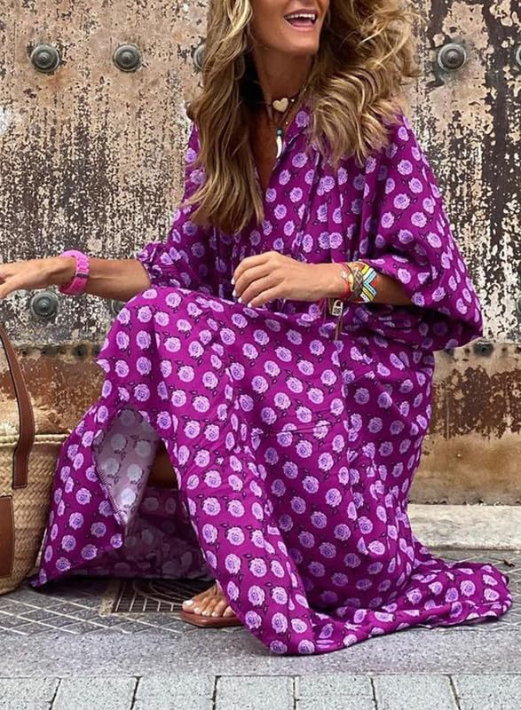 WINONA – ROCHIE MAXI GEOMETRICĂ BOHO CU MÂNECI PUFOS