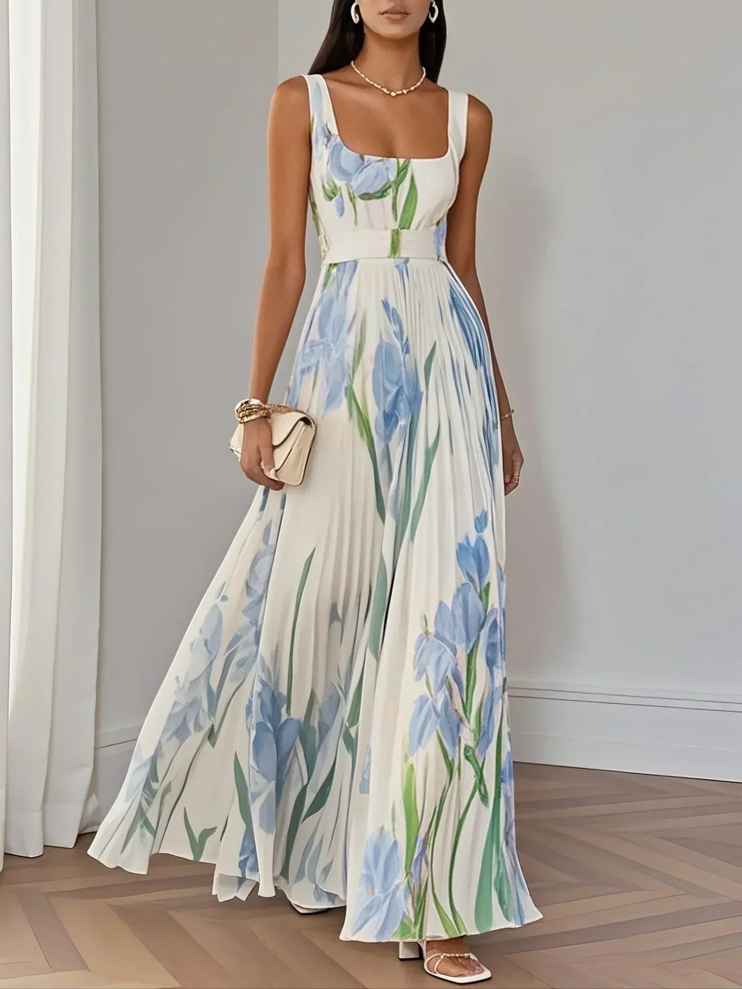 LILA – ROCHIE MAXI ELEGANTĂ CU FLORI