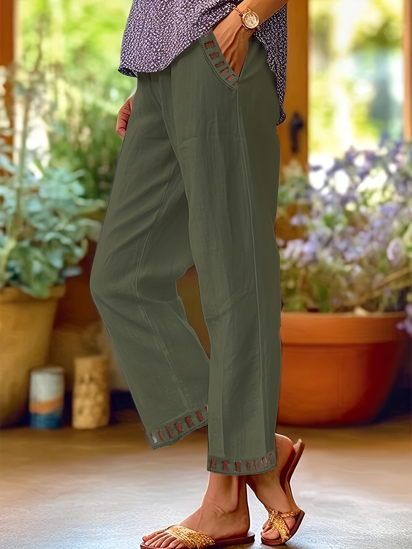 Wren – Pantaloni Croiți Relaxați cu Detalii Contrastante