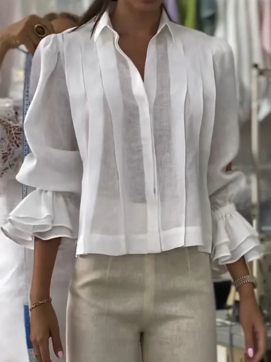 NORA | Bluză Elegantă din Bumbac Plisată