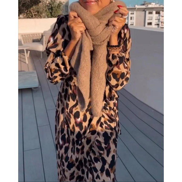 SELAH – ROCHIE MAXI CU PATRON LEOPARD PENTRU TOAMNĂ