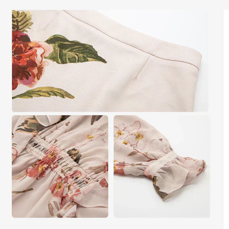 Romilly | Rochie cu șnur și imprimeu floral