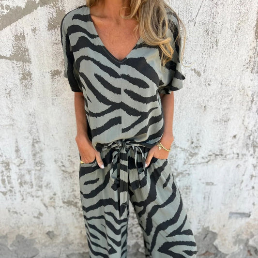 Evelina | Bluză și Pantaloni cu Model Zebra