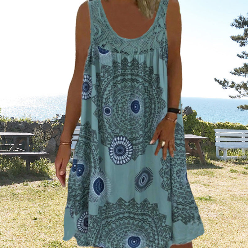MARISSA – ROCHIE MIDI FĂRĂ MÂNECI CU BRIZĂ COSTIERĂ