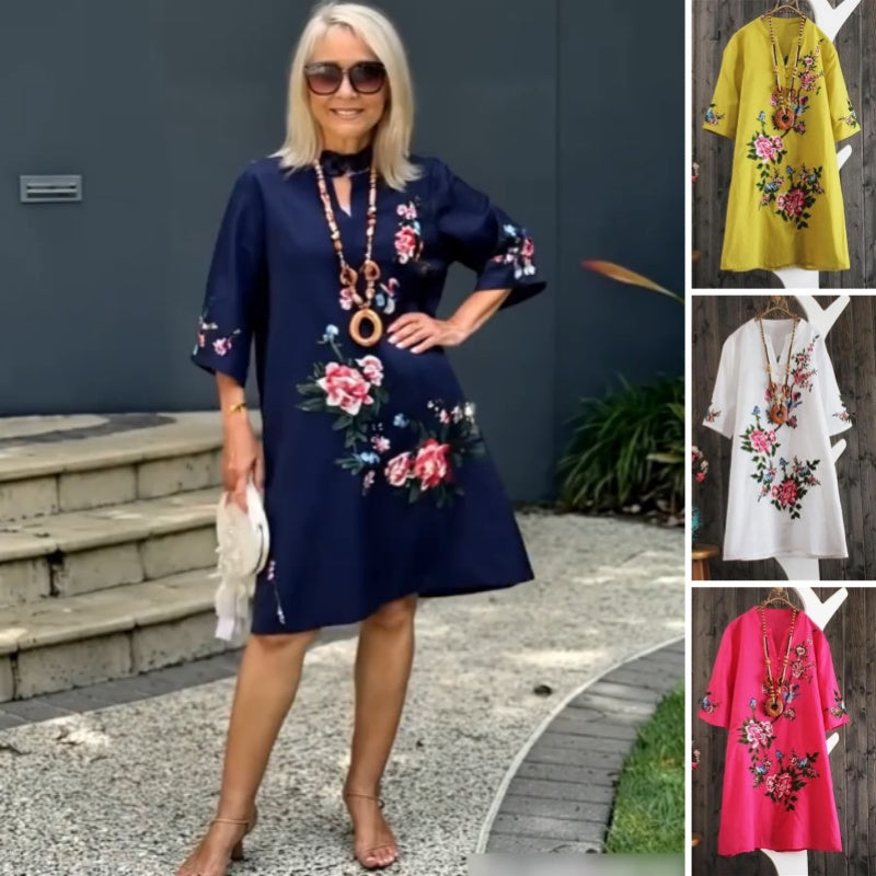 Haven – Rochie brodată florală cu decolteu V lejer